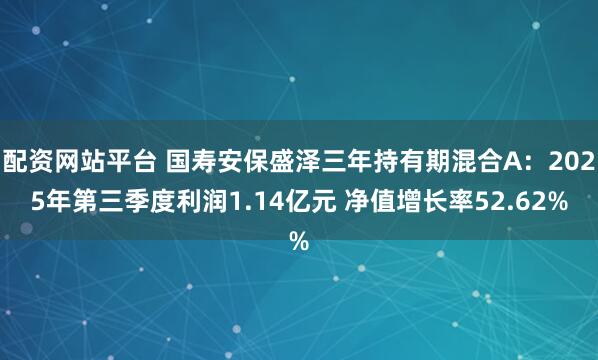 配资网站平台 国寿安保盛泽三年持有期混合A：2025年第三季度利润1.14亿元 净值增长率52.62%