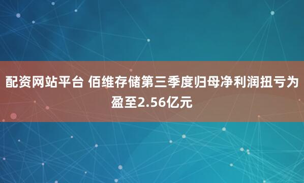 配资网站平台 佰维存储第三季度归母净利润扭亏为盈至2.56亿元