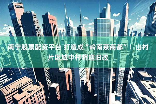 南宁股票配资平台 打造成“岭南茶商都”！山村片区城中村将迎旧改